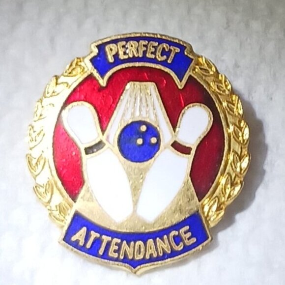 Vintage 1980s Perfect Attendance Bowling Lapel Collectible Pin - Picture 9 of 9